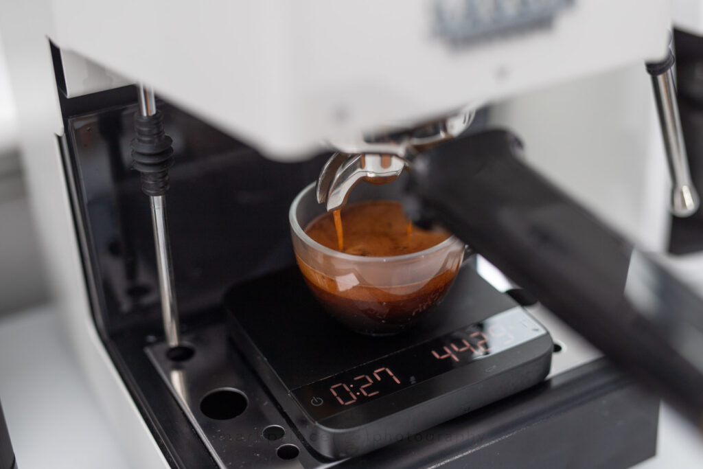 Shot being pulled on the Gaggia Classic Evo Pro