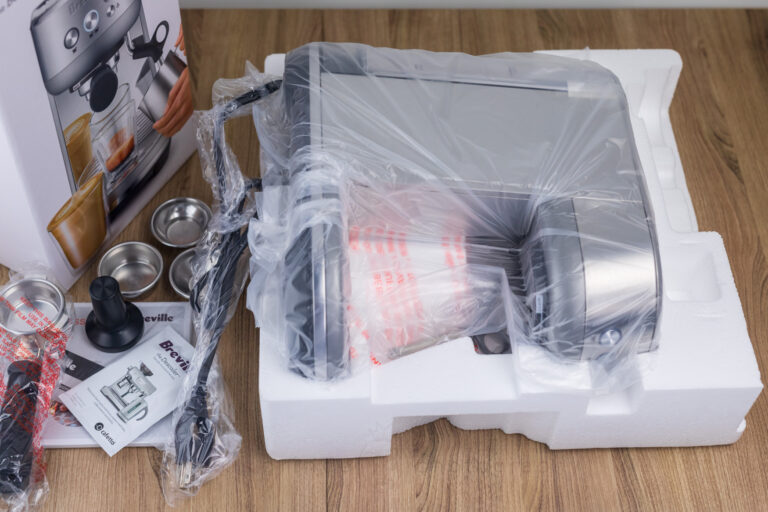 Plastic wrapped espresso machine